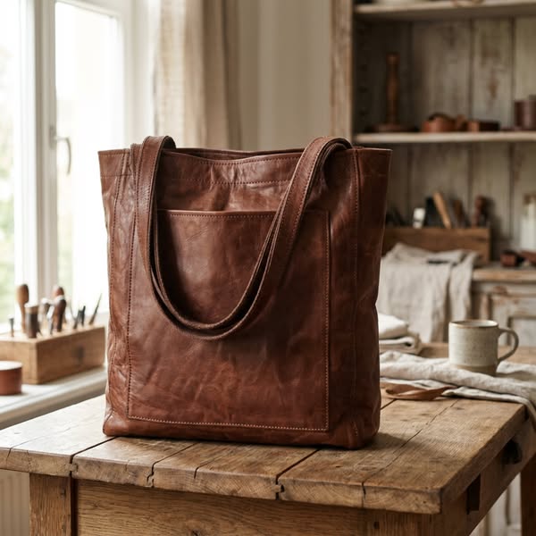THESSALY | Klassische Leder-Tote