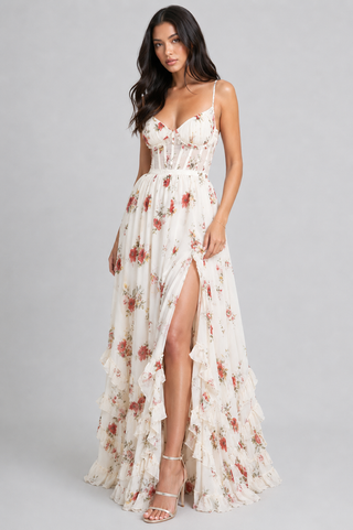 VALESKA | Chic Maxikleid im Vintage-Blumenstil
