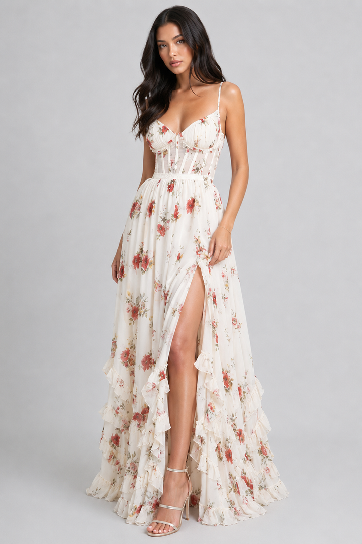 VALESKA | Chic Maxikleid im Vintage-Blumenstil