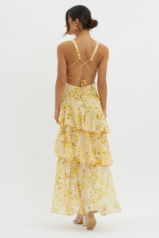 LISA | Florales Volant Maxi Kleid