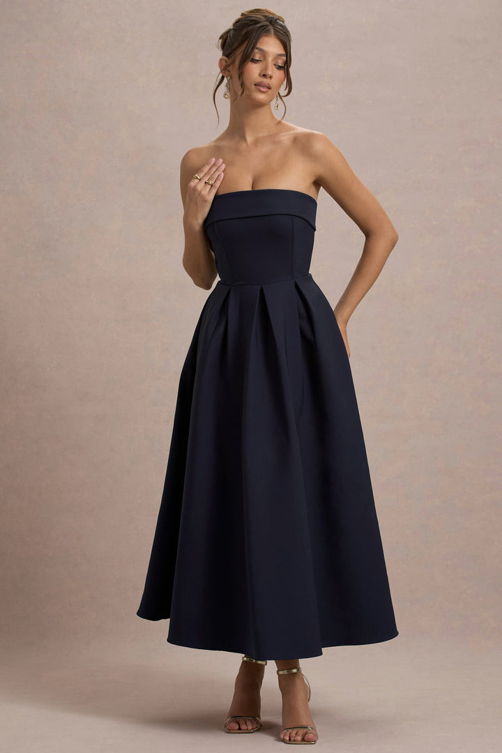 ANNE | Stilvolles Midi-Kleid mit Schulterfreiem Ausschnitt