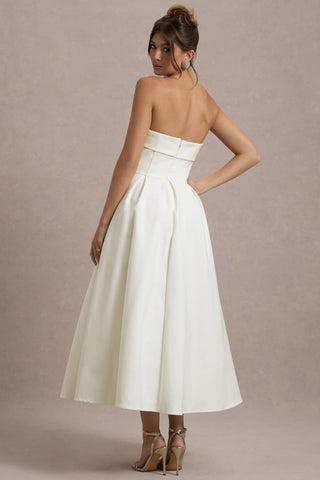 ANNE | Stilvolles Midi-Kleid mit Schulterfreiem Ausschnitt
