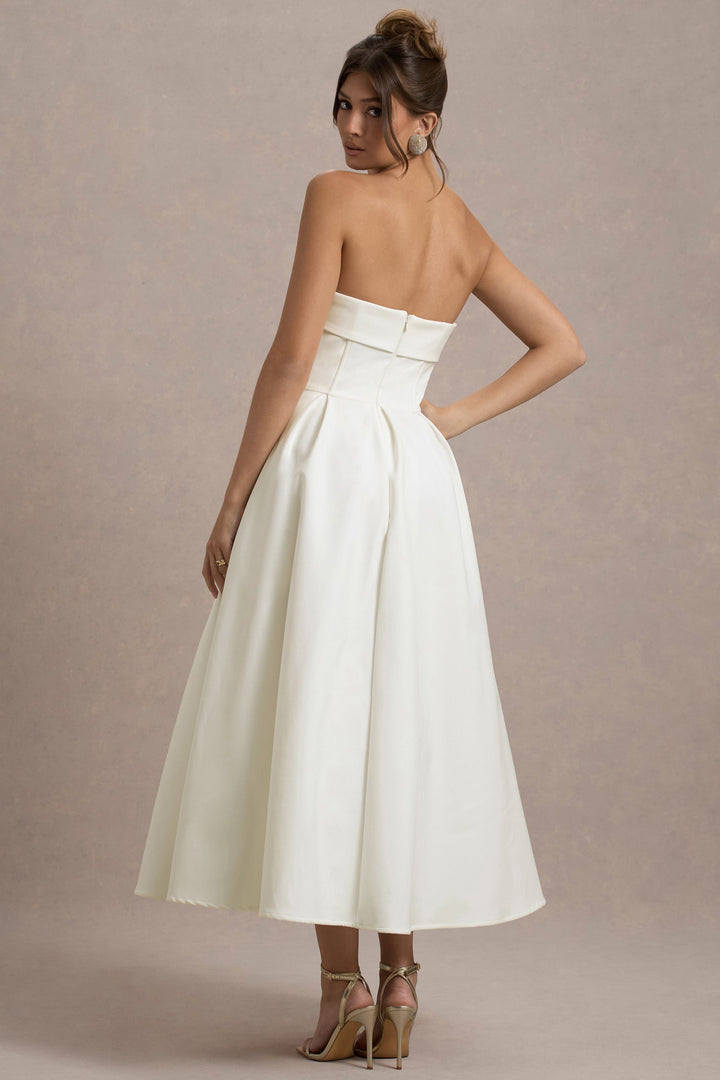 ANNE | Stilvolles Midi-Kleid mit Schulterfreiem Ausschnitt