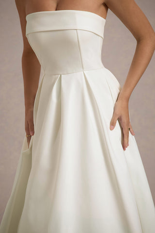 ANNE | Stilvolles Midi-Kleid mit Schulterfreiem Ausschnitt