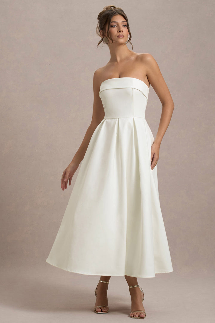 ANNE | Stilvolles Midi-Kleid mit Schulterfreiem Ausschnitt