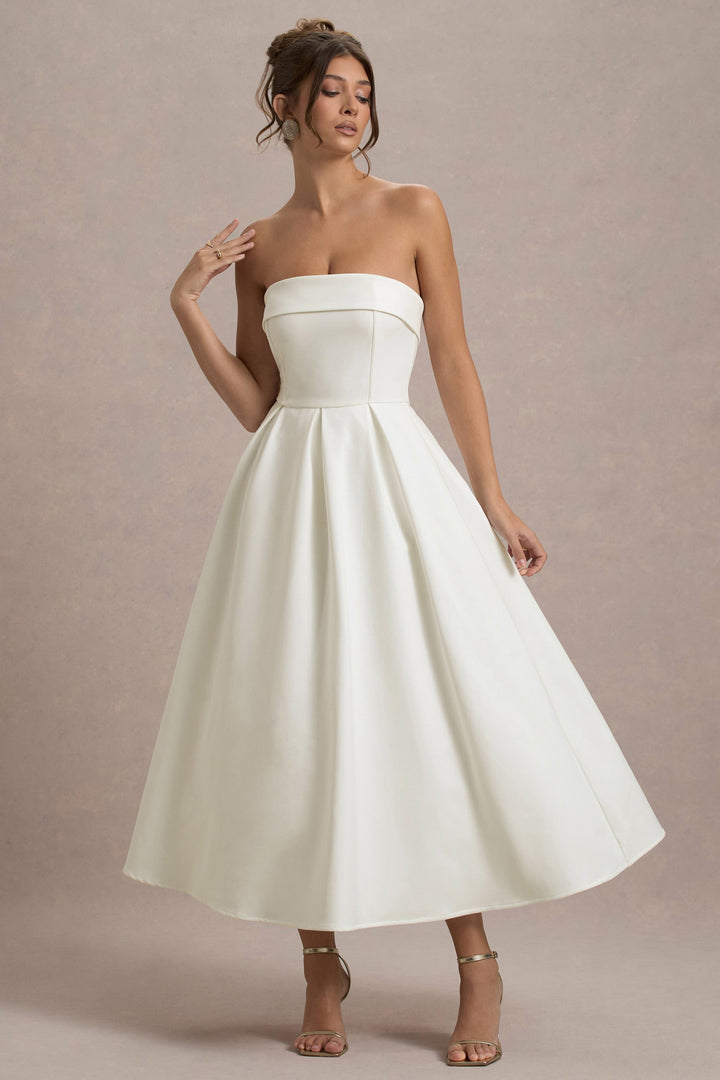 ANNE | Stilvolles Midi-Kleid mit Schulterfreiem Ausschnitt
