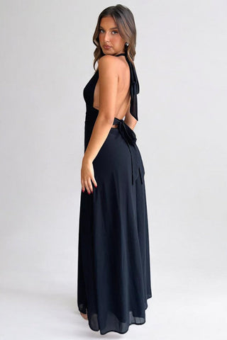 LILLI | Stilvolles Neckholder-Maxikleid mit Hohem Schlitz