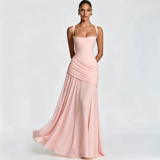 ENIE | Maxikleid mit Gerafftem Eckigem Ausschnitt