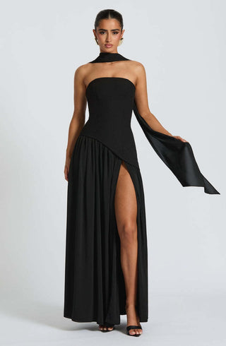 LINA | Trägerloses Maxikleid mit Hohem Schlitz