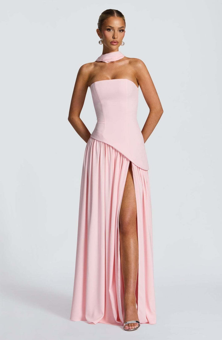 LINA | Trägerloses Maxikleid mit Hohem Schlitz