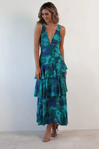 LISA | Florales Volant Maxi Kleid