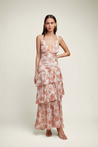 LISA | Florales Volant Maxi Kleid