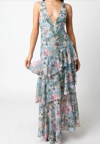LISA | Florales Volant Maxi Kleid