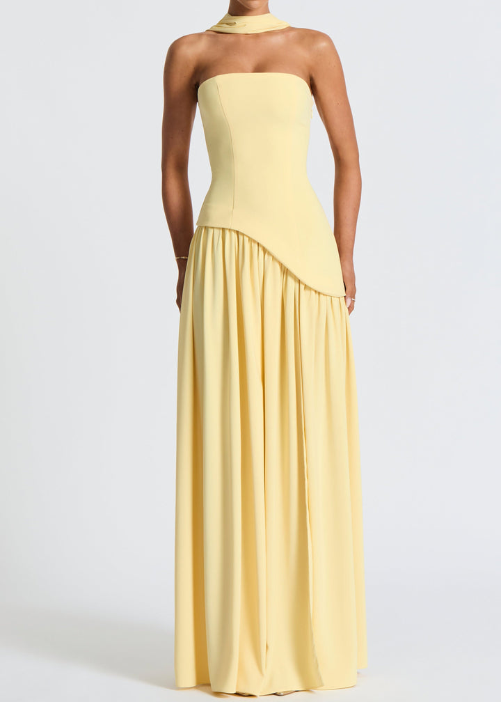 LINA | Trägerloses Maxikleid mit Hohem Schlitz