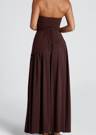 LINA | Trägerloses Maxikleid mit Hohem Schlitz