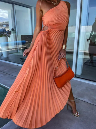 ELLA | One-Shoulder-Plissee-Midikleid