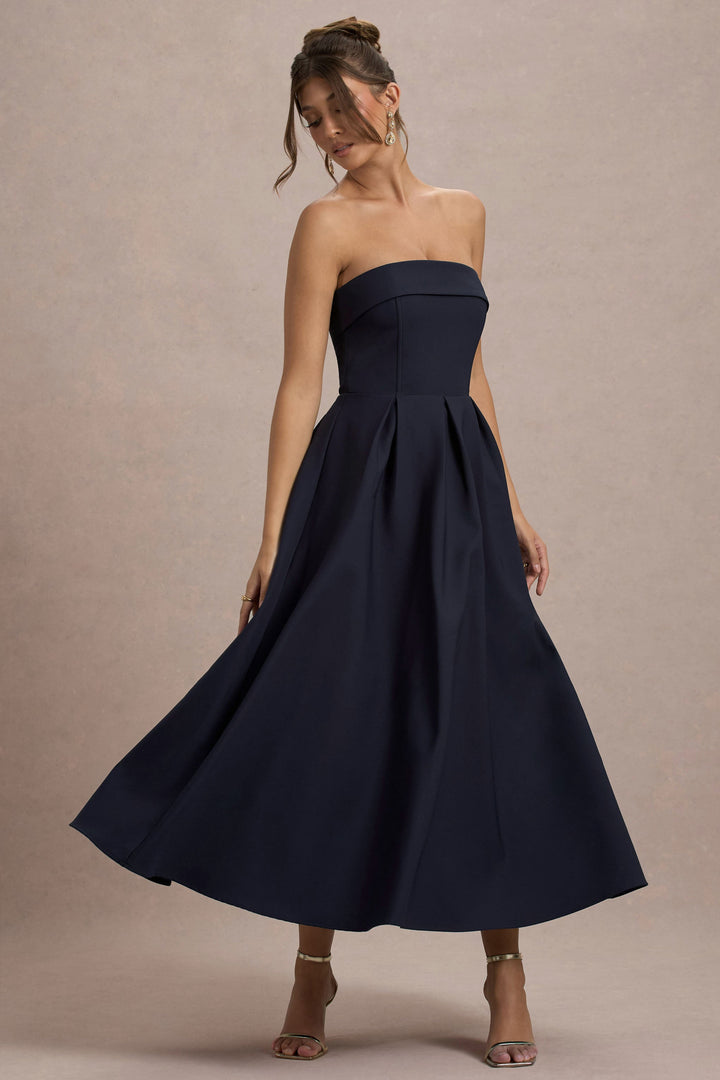 ANNE | Stilvolles Midi-Kleid mit Schulterfreiem Ausschnitt